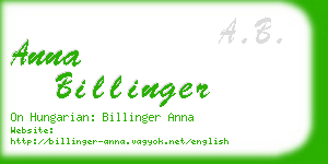 anna billinger business card